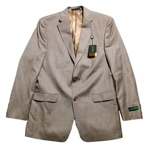 Lauren Ralph Lauren Sport Coat 42XL Wool Classic Tan Plaid Blazer Windowpane LRL